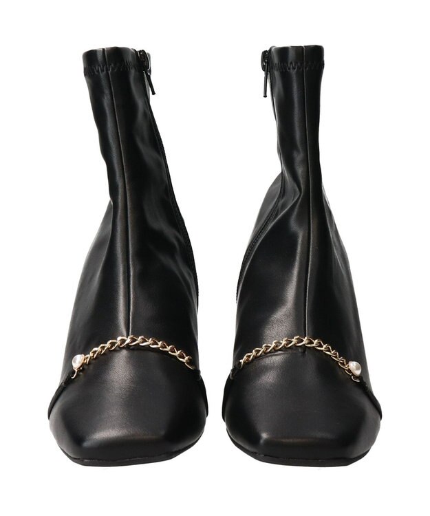 Bridget Birkin 【Bridget Birkin】アクセサリーパールチェーンショートブーツ ブラック