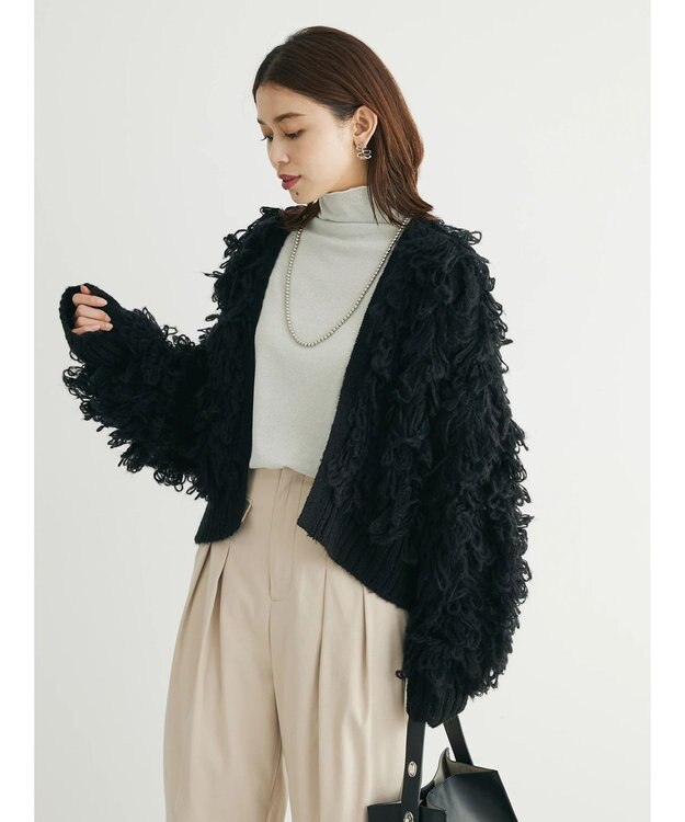 Green Parks ・Ｐｅｔｉｔ　Ｆｌｅｕｒ　ループニットカーディガン Black