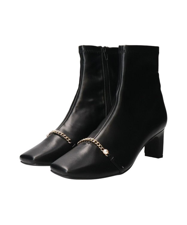 Bridget Birkin 【Bridget Birkin】アクセサリーパールチェーンショートブーツ ブラック