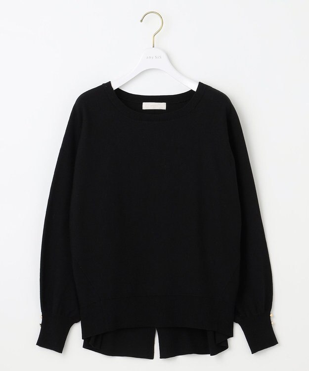 ANY SIS 【CICA加工・選べる9色展開】クルーネックバックスリット ニット 黒