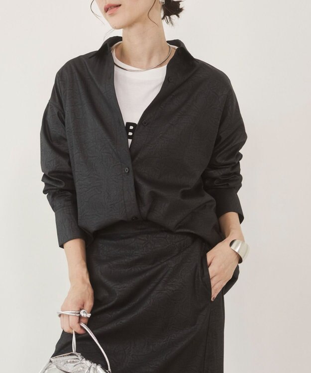 WEGO 【ANGIE VINTAGE】レザーライクシャツ＆スカートセットアップ ブラック