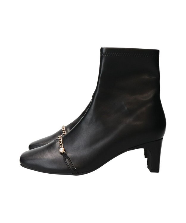 Bridget Birkin 【Bridget Birkin】アクセサリーパールチェーンショートブーツ ブラック