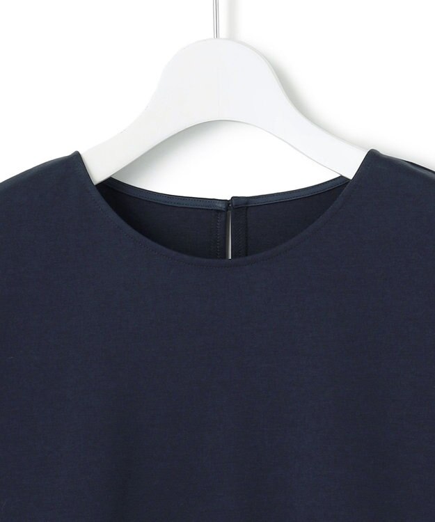 23区 L 【洗える】コットンポンチコンビジャージー ペプラム カットソー ネイビー系