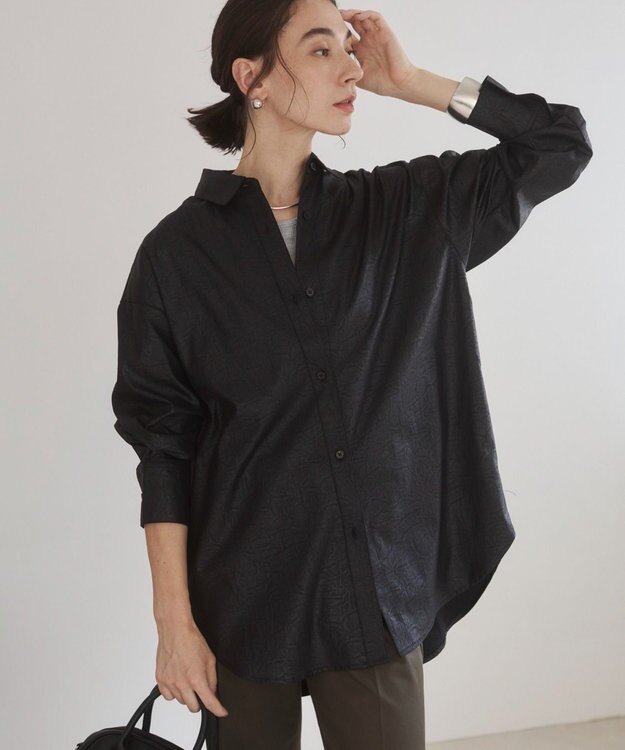 WEGO 【ANGIE VINTAGE】レザーライクシャツ＆スカートセットアップ ブラック