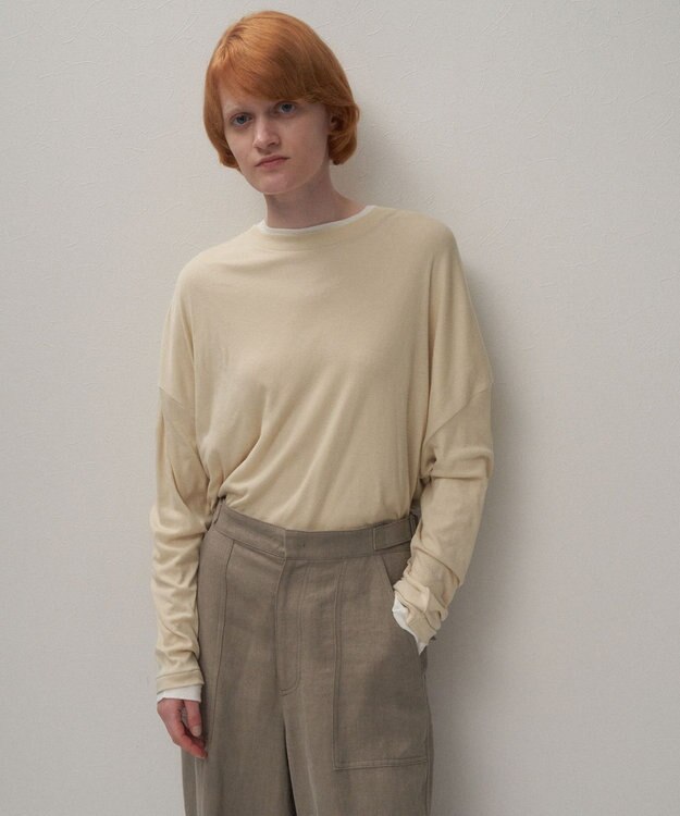 ATON COTTON LINEN FRAISE | ロングスリーブＴシャツ BEIGE