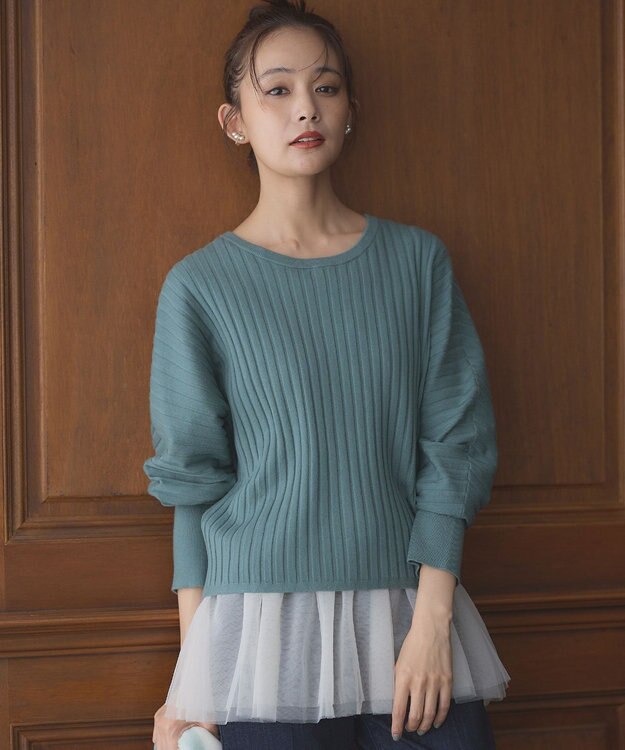 組曲 BOREROリブドルマン ニット ライトグリーン系