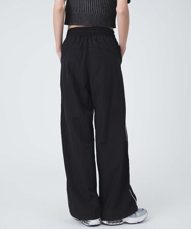 WEGO 【ウエストゴム】パイピングトラックパンツ ブラック