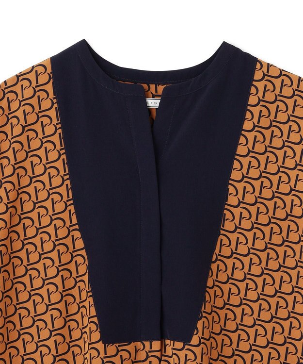 BEIGE， 【S-size】MONT THABOR / ロゴブラウス Tan×Navy