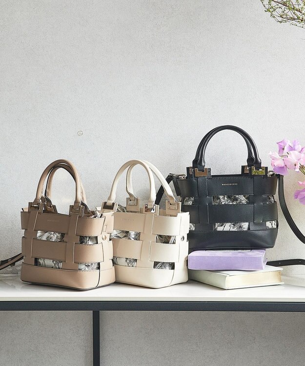 style code 【MERCURYDUO/マーキュリーデュオ】軽量メッシュ　花柄巾着付ミニトートバッグ ブラック