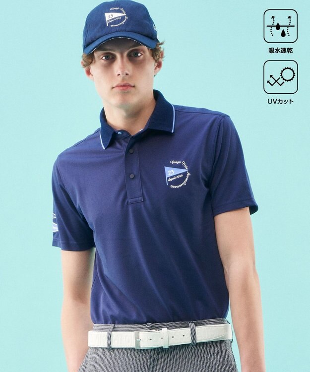 23区GOLF 【MEN】【吸水速乾・UVケア】ストレッチメッシュ ポロ ダルブルー系