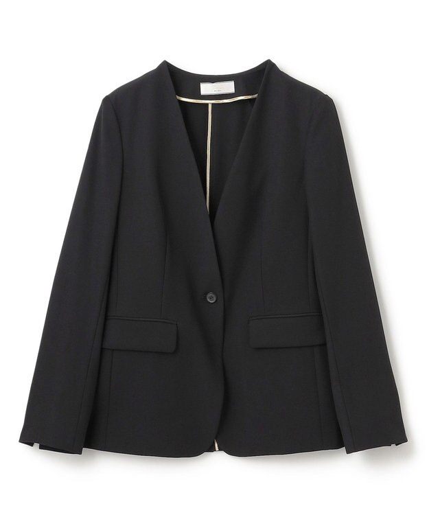 BEIGE， 【洗える・L-size】ALAINA / Vネックカラージャケット Black