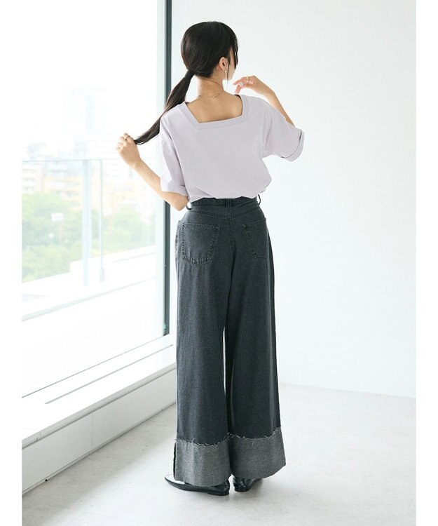 CRAFT STANDARD BOUTIQUE 接触冷感/抗菌防臭/ 前後2WAY半袖スクエアネックTee Lavender