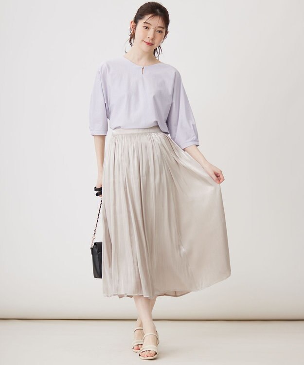 ANY SIS 【洗える】オーロラギャザー スカート アイボリー系