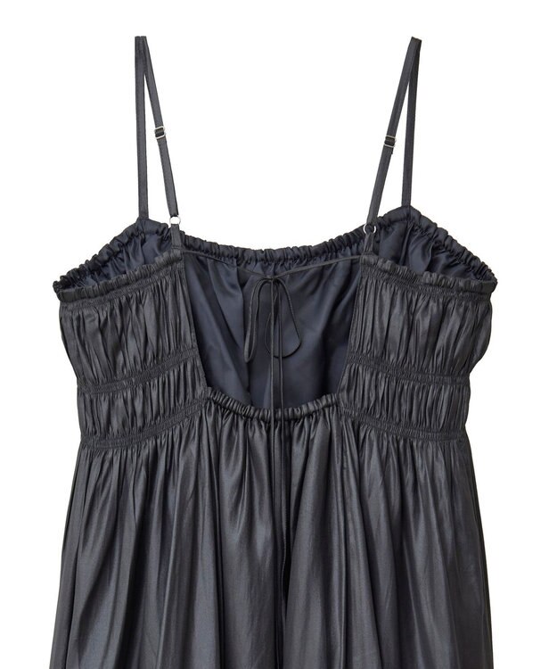 Green Parks レザー風キャミワンピース Black