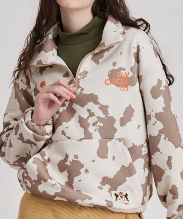 PW CIRCULUS 【WOMEN】ピント柄 ハーフジップ スウェット ベージュ系5