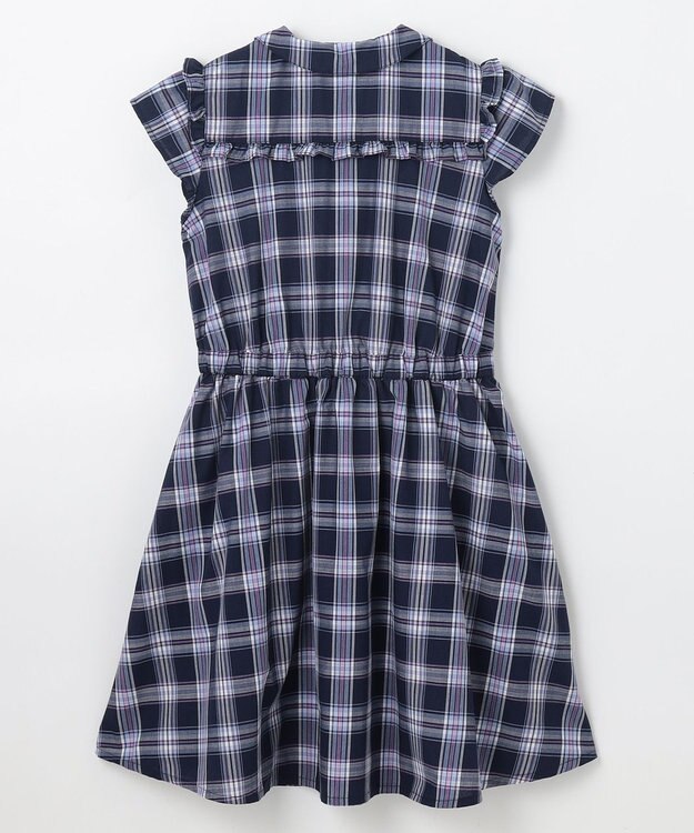 組曲 KIDS 【150-160㎝】プランタンチェック ワンピース ネイビー