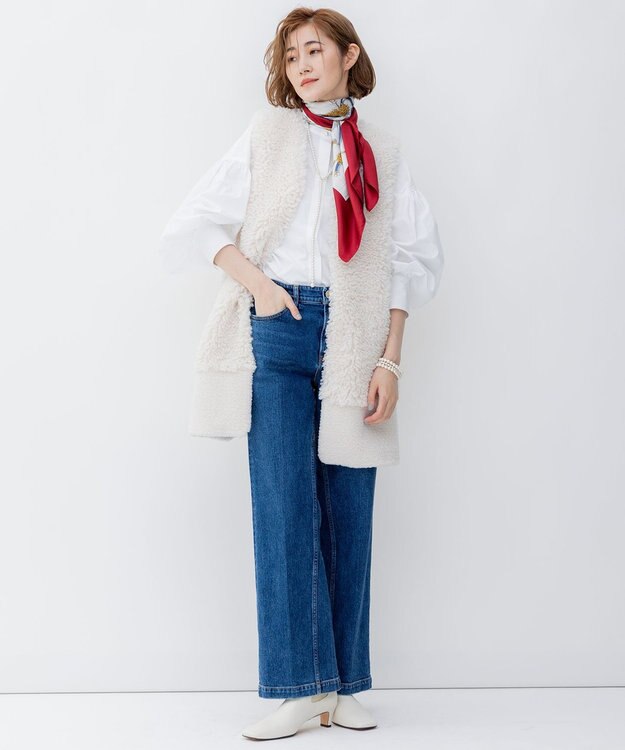 23区 S ECOPEL カーリーファーコンビ ジレ アイボリー系