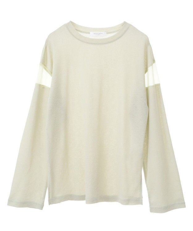 Green Parks シアー切替長袖プルオーバー Lime Green