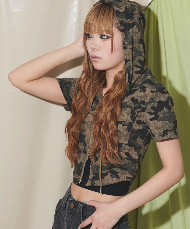 WEGO WジップクロップドSSピチPK 柄1