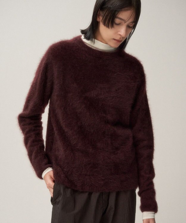 ATON ROYAL CASHMERE FUR | クルーネックセーター BURGUNDY