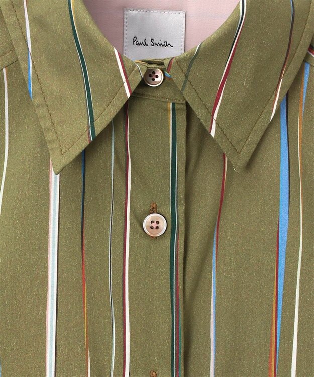 Paul Smith Signature Pinstripe シャツワンピース オリーブ