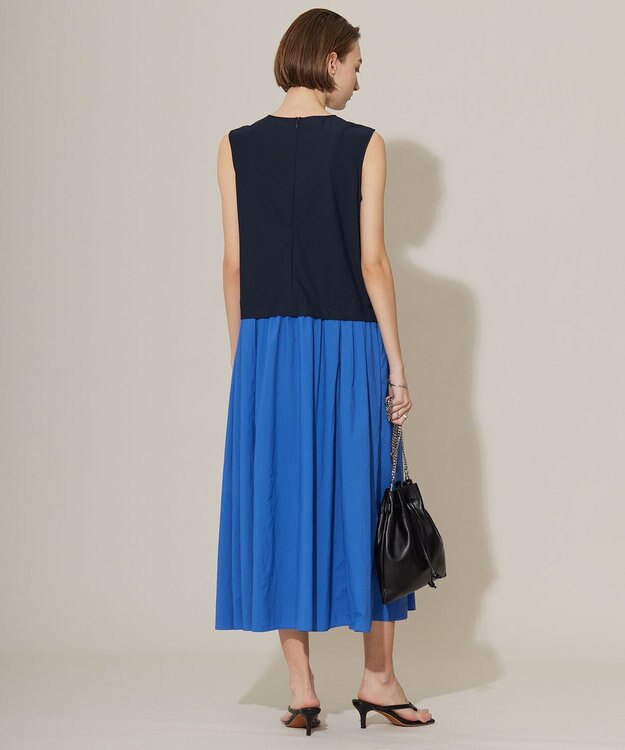 ICB L 【接触冷感・UVカット・洗える】アトラストリコット コンビドレス ネイビー×ラピスラズリ系