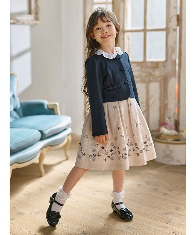 組曲 KIDS 【13-24cm】レース付シルケット ショートソックス オフホワイト系