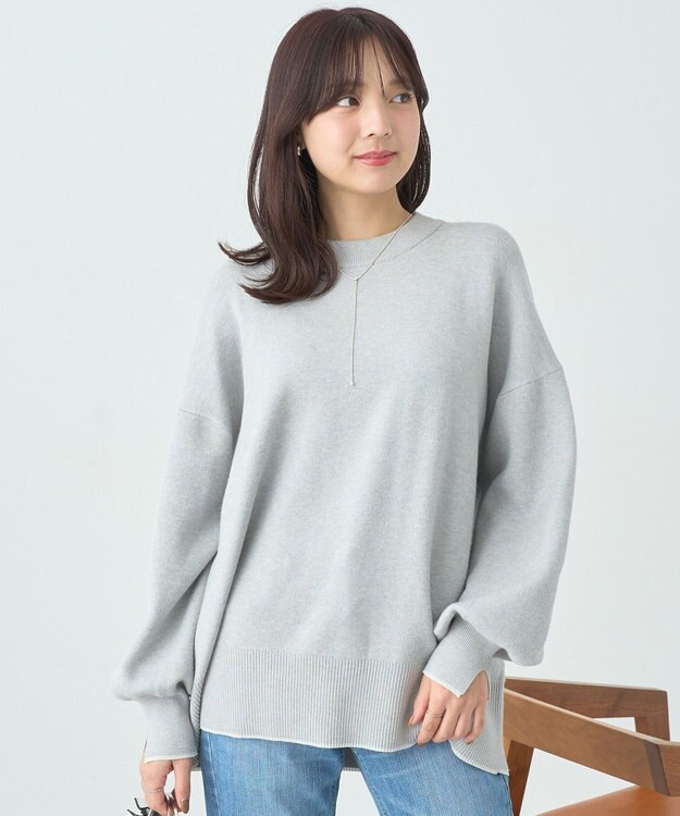 earth music&ecology やわらかタッチチュニック Gray Mixture