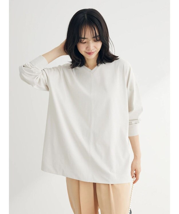 Green Parks 前後でも着れちゃう万能長袖ロンＴ Light Beige