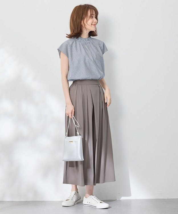 ANY 【抗菌防臭/速乾/手洗い可】エニィファンクション ノースリーブブラウス ブルーロンスト