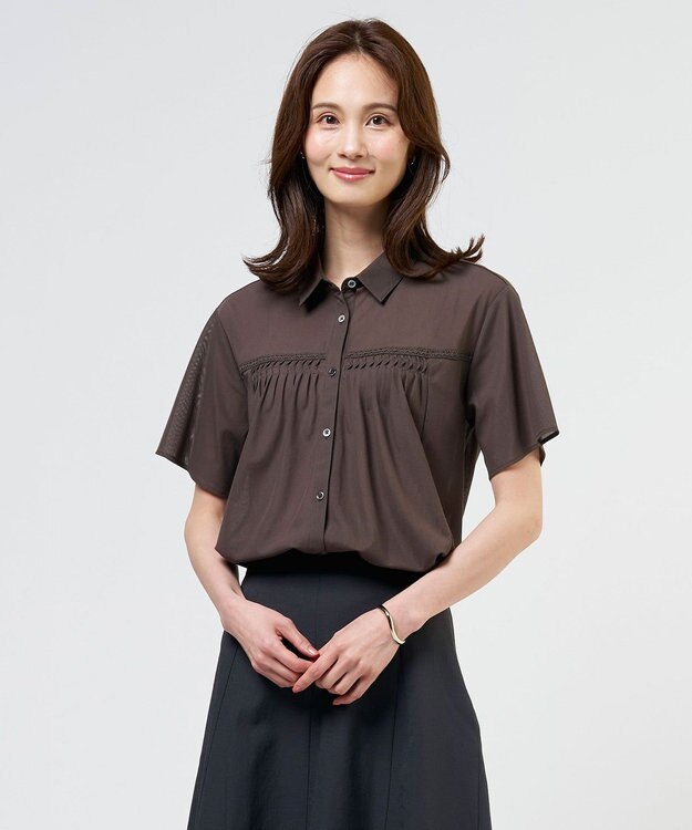 J.PRESS LADIES S シアードライトリコット シャツライク カットソー モカブラウン系