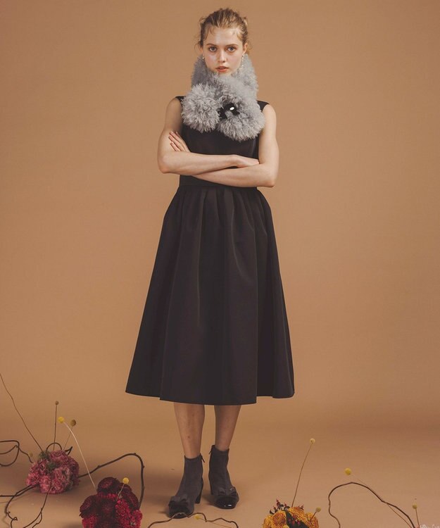 TOCCA 【ブローチ取り外し可】VELVET RIBBON FURTIPPET ティペット ブルー系