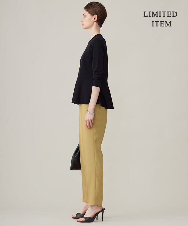 ICB L 【WEB限定・洗える】シンセティックヤーンスムース ペプラムニット ブラック系