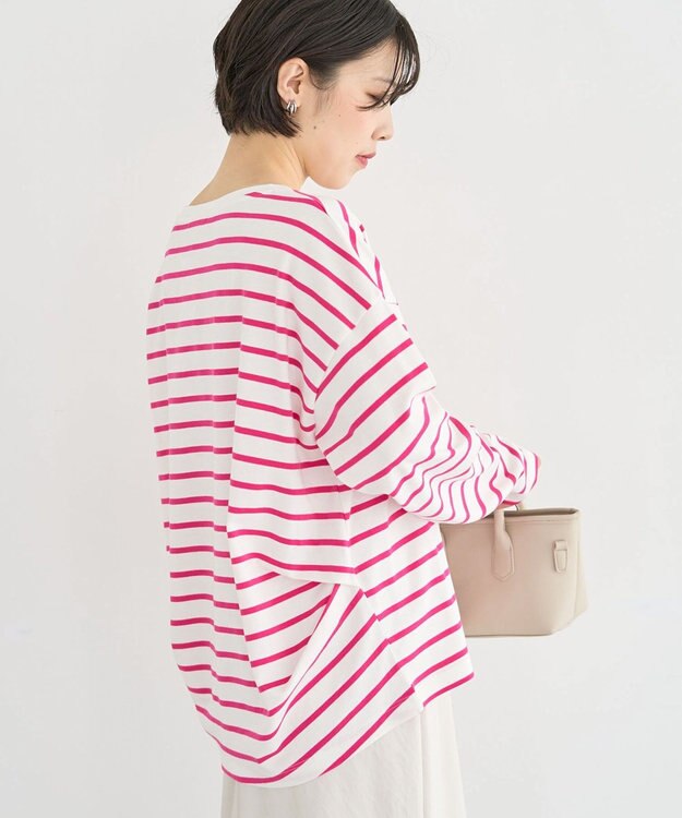 Green Parks サイドタックプルオーバー Border Pink