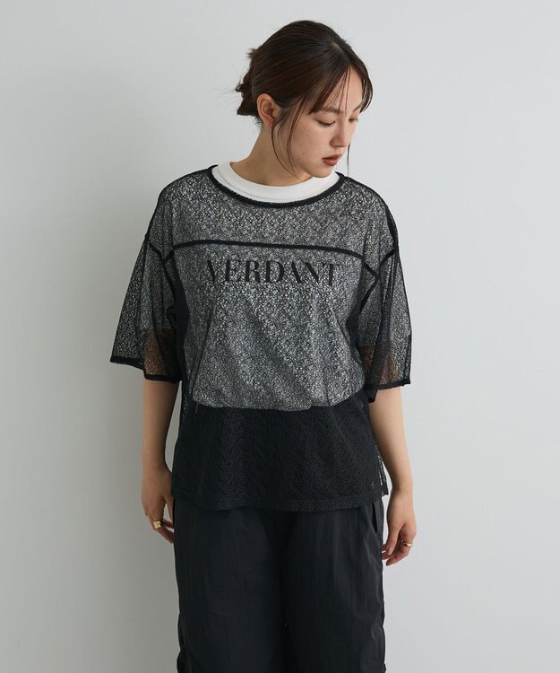 CRAFT STANDARD BOUTIQUE レースワイドTブラウス Black