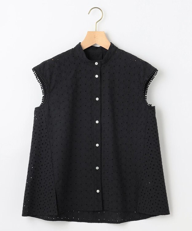 組曲 L エンブロイダリーレースノースリーブ ブラウス ブラック系