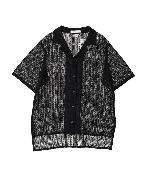 Green Parks レース開襟ブラウス Black