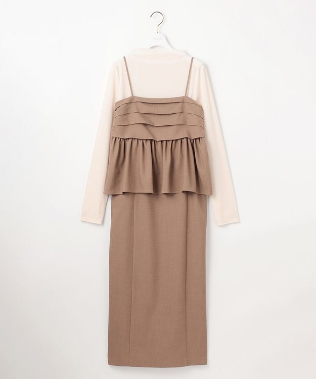 ANY SIS S 【BAILA12月号掲載・貴島明日香さんコラボ】ドッキングビスチェワンピース×インナーセット キャメル×アイボリー