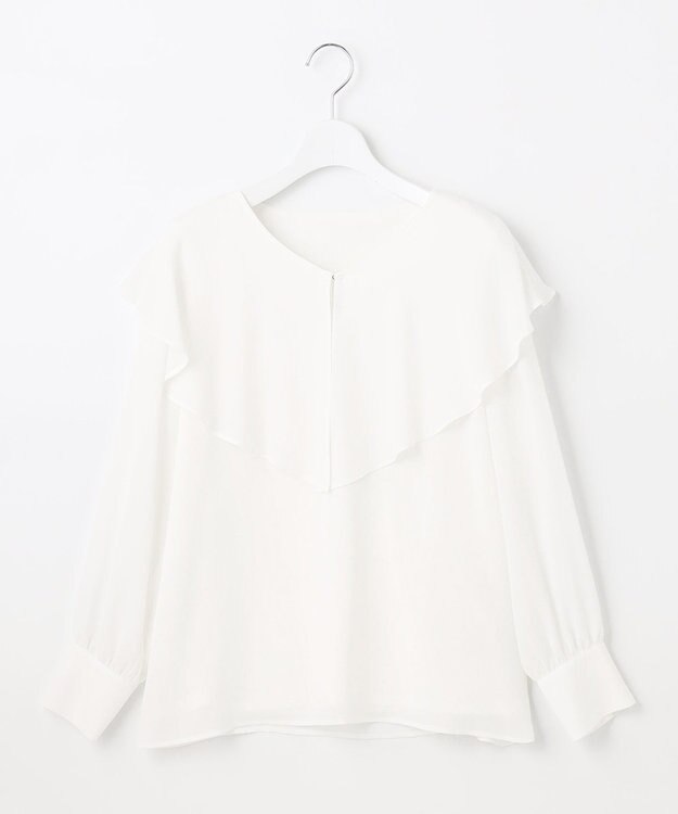 自由区 【XSサイズ～/洗える】ロイヤルシフォン ラッフルブラウス アイボリー系