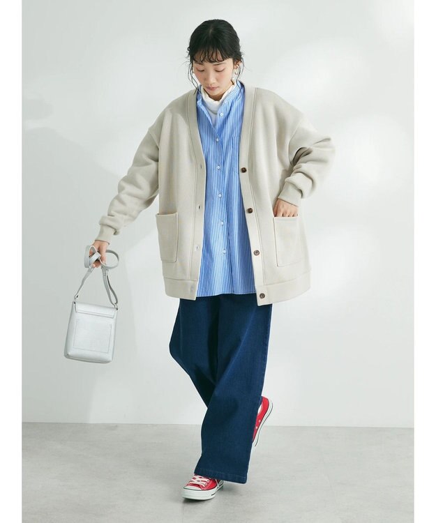 CRAFT STANDARD BOUTIQUE ニットフリースＶネックカーディガン Ivory