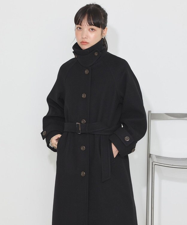 earth music&ecology 2WAYカラーロングコート ブラック