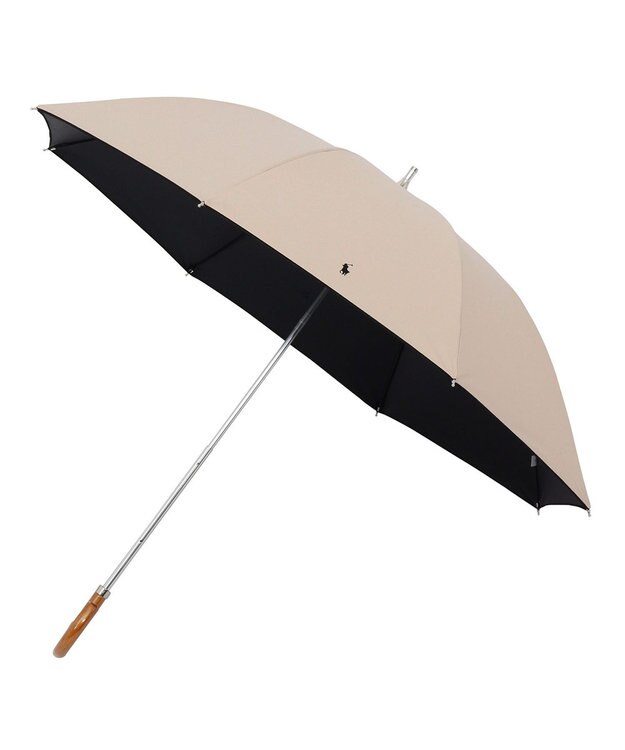 MOONBAT POLO RALPH LAUREN（ポロ ラルフローレン）晴雨兼用日傘  ポロポニー 無地 ワンポイント 長傘 1級遮光 遮熱 UV ベージュ