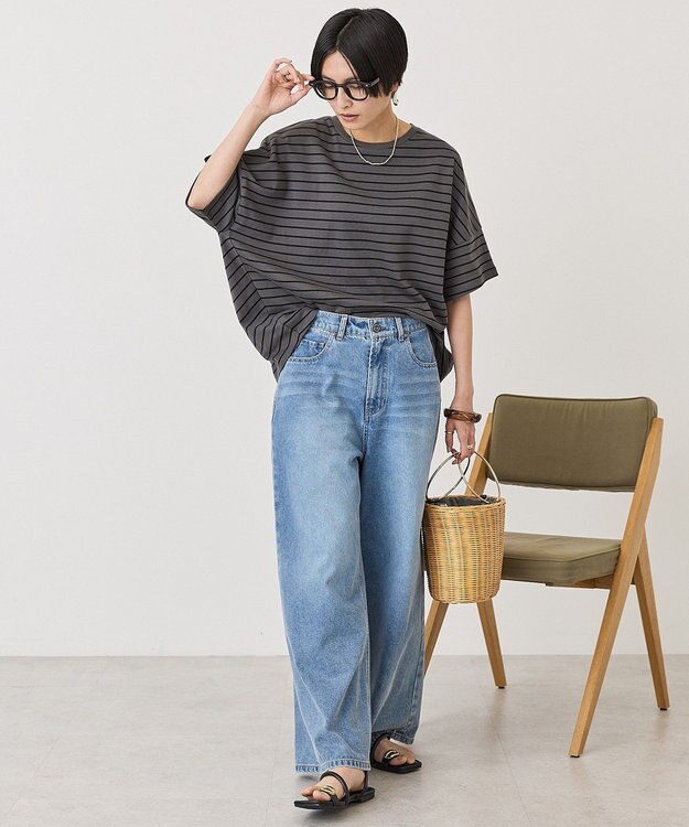 AMERICAN HOLIC 【先行予約】ボーダーコクーンプルオーバー Chacoal Gray