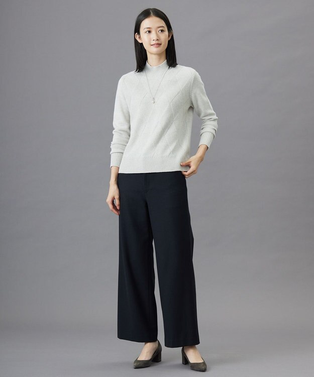 J.PRESS LADIES 【洗える】チェルビック セミワイド パンツ ネイビー系