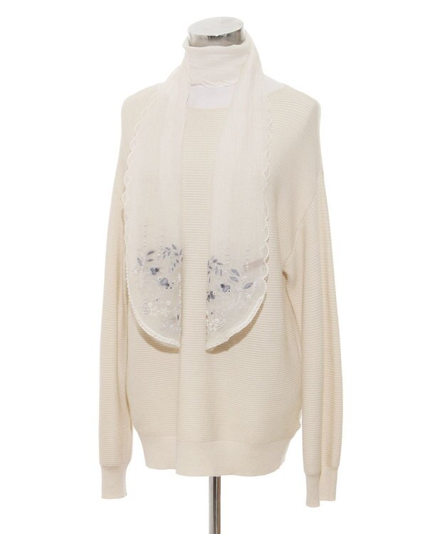 MOONBAT ルナルーチェ ロカ CHANDNI シルクコットン ビーズ刺繍ストール オフホワイト