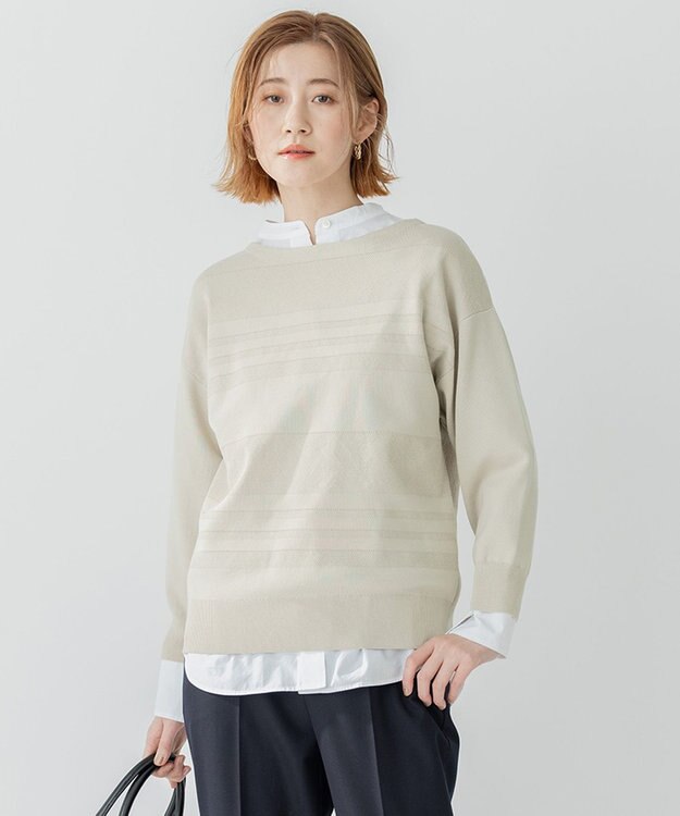 23区 【洗える】ラスターコットンポリエステル ニット ベージュ系