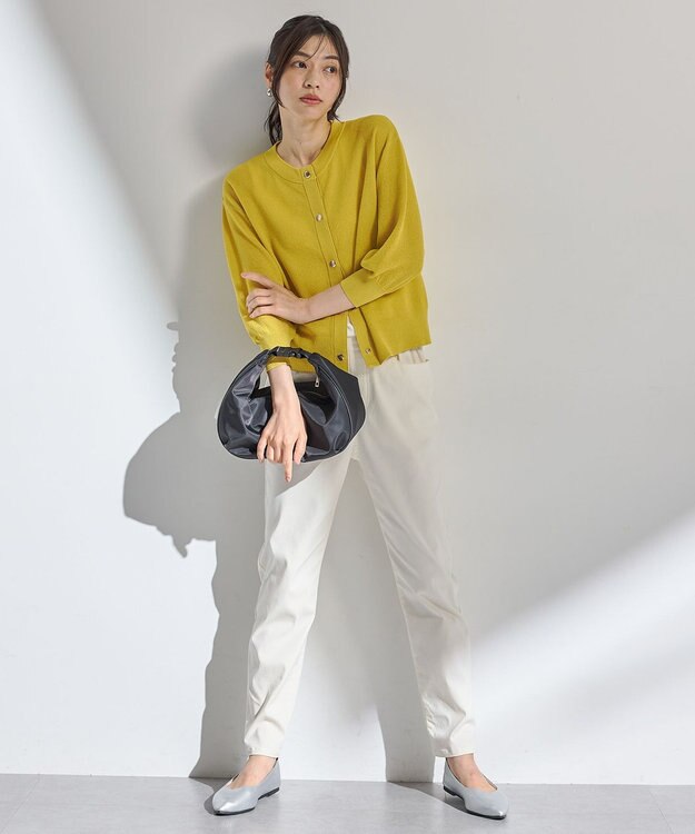 ANY シアーニットショートカーディガン イエロー