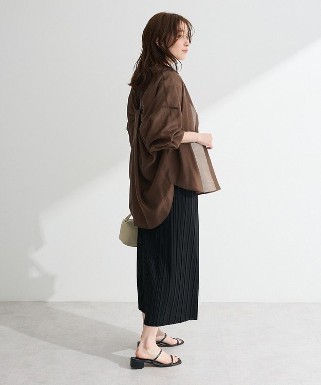 Green Parks バックツイストシアーシャツ Brown