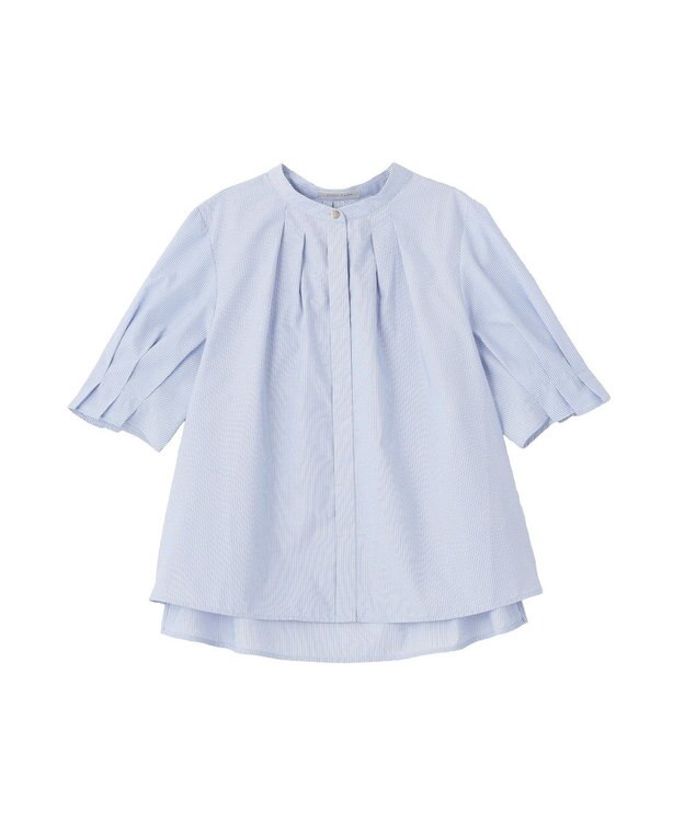 Green Parks タックショートスリーブブラウス Stripe