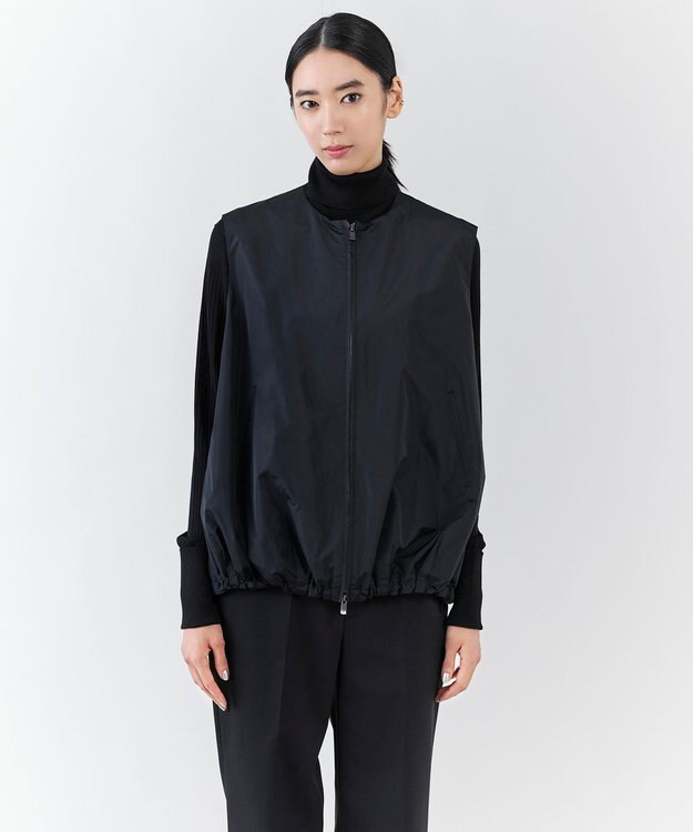 23区 【エステータ】シルクブレンド ライトタフタ ジップアップ ベスト ネイビー